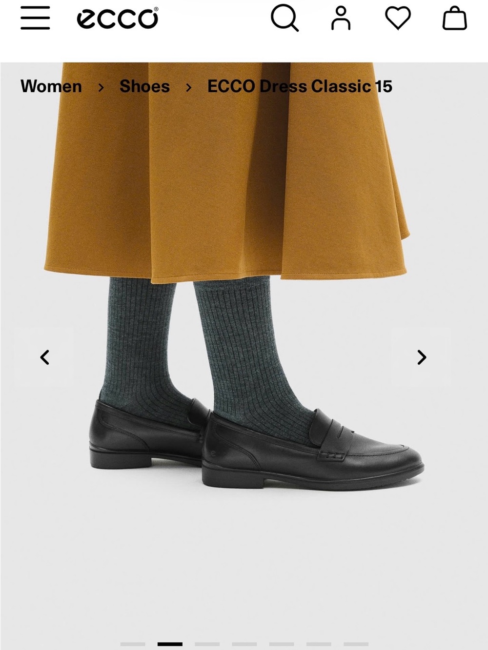 ECCO Black Leather Penny Loafers for Women